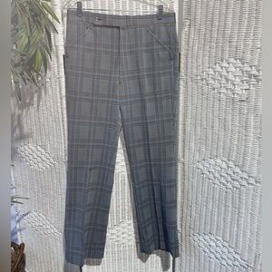 Vintage 70s mens blue gray plaid pants pleated trousers size 32